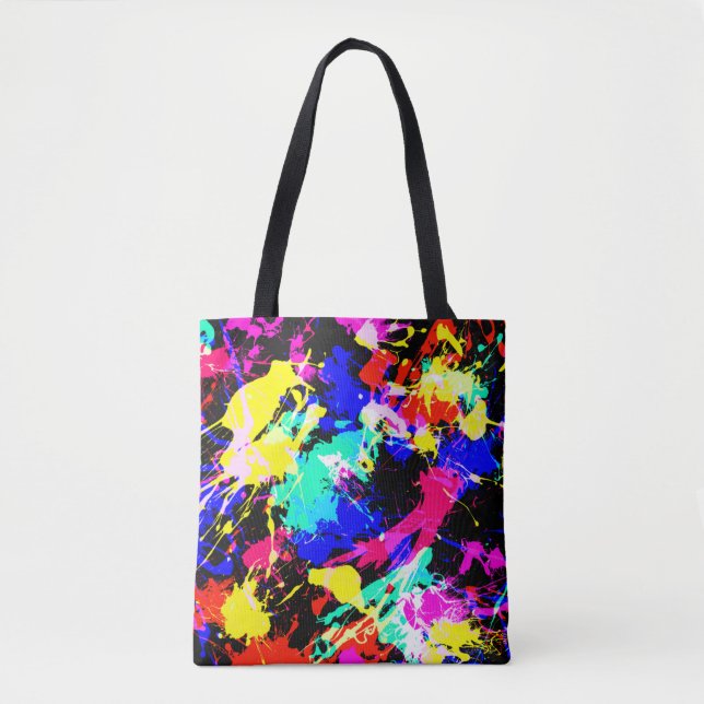 Cute colourful splatter paint tote bag (Front)