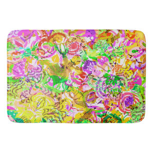 Cute colourful spring abstract floral bath mat