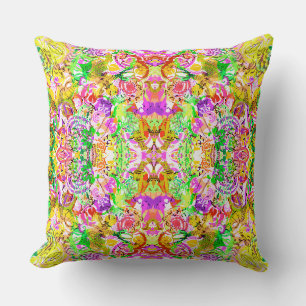 Cute colourful spring abstract floral cushion