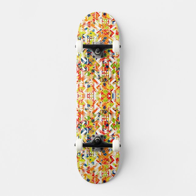 Cute colourful spring abstract pattern skateboard (Front)