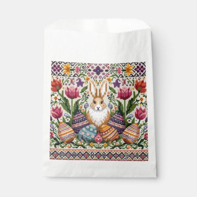 Cute/Colourful Spring/Easter fair isle  Favour Bags (Front)