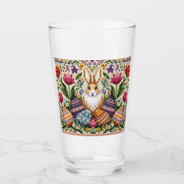 Cute/Colourful Spring/Easter fair isle  Glass (Front)