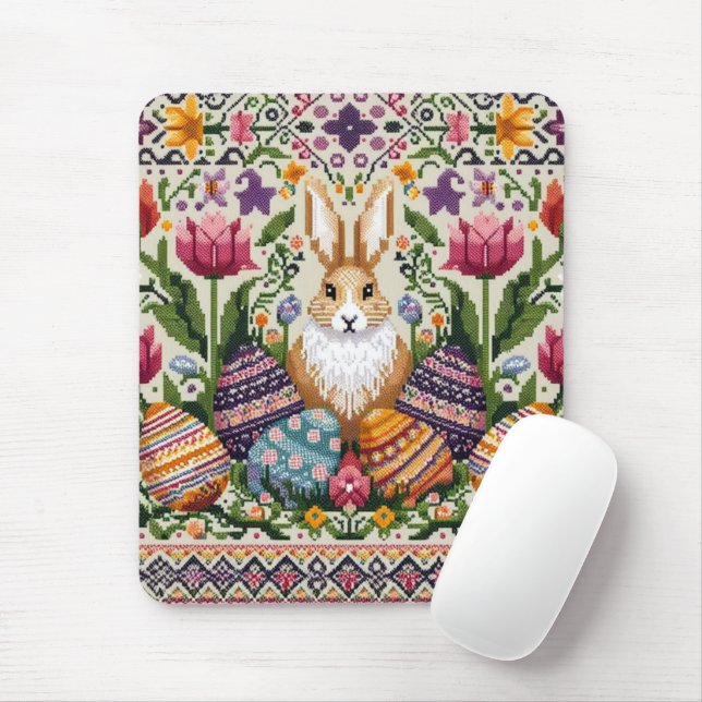 Cute/Colourful Spring/Easter fair isle  Mouse Mat (With Mouse)