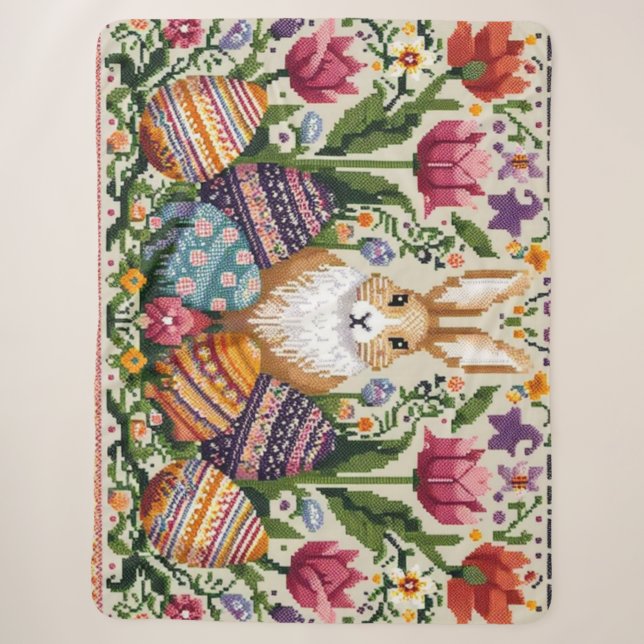 Cute/Colourful Spring/Easter fair isle  Sherpa Blanket (Front)