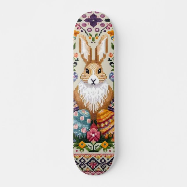Cute/Colourful Spring/Easter fair isle  Skateboard (Front)