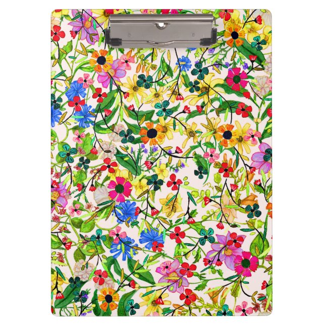 Cute colourful spring floral flowers clipboard (Front)