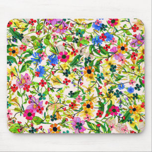 Cute colourful spring floral flowers mouse mat