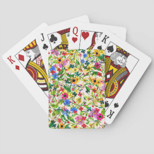 Cute colourful spring floral flowers playing cards