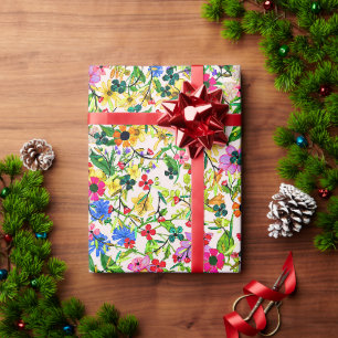Cute colourful spring floral flowers wrapping paper
