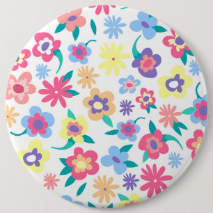 Cute colourful spring flowers pattern 6 cm round badge