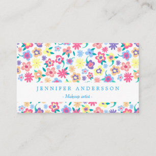 Cute colourful spring flowers pattern business card