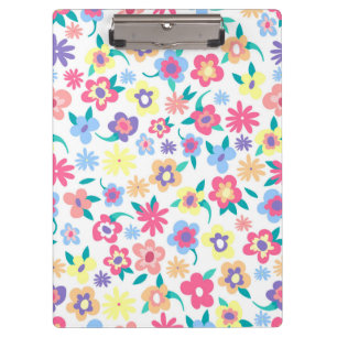 Cute colourful spring flowers pattern clipboard