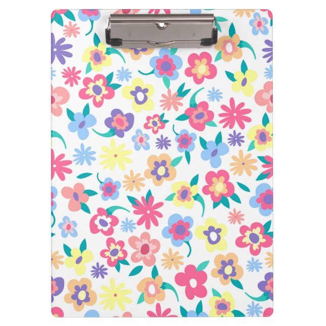 Cute colourful spring flowers pattern clipboard (Front)