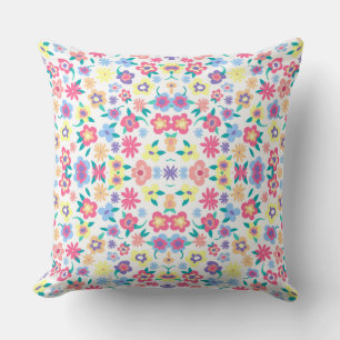 Cute colourful spring flowers pattern cushion