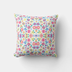 Cute colourful spring flowers pattern cushion