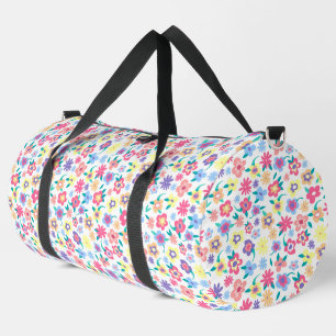 Cute colourful spring flowers pattern duffle bag