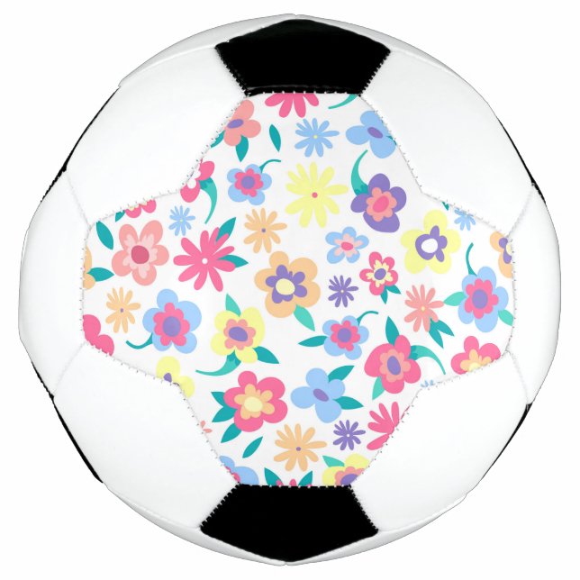 Cute colourful spring flowers pattern football (Front)