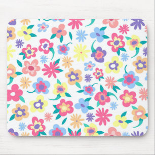 Cute colourful spring flowers pattern mouse mat