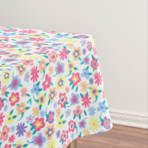 Cute colourful spring flowers pattern tablecloth