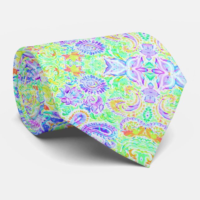 Cute colourful spring flowers tie (Rolled)