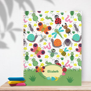 Cute Colourful Spring Insects Pattern Kids School Notebook