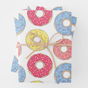 Cute Colourful Sprinkles Doughnuts Wrapping Paper Sheet