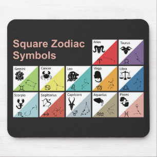 Cute & Colourful Square Zodiac Symbols Mouse Mat