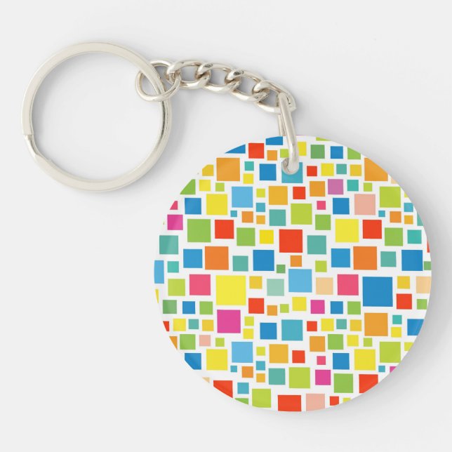 Cute colourful squares patterns key ring (Front)