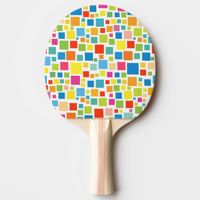 Cute colourful squares patterns ping pong paddle (Front)