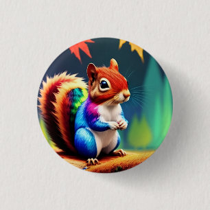  Cute Colourful Squirrel Digital Painting  3 Cm Round Badge