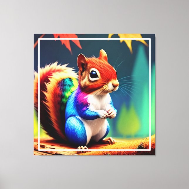  Cute Colourful Squirrel with Glasses  Canvas Print (Front)
