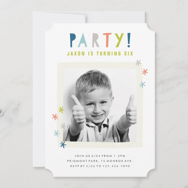 Cute Colourful Stars | Boys Birthday Party Invitation (Front)