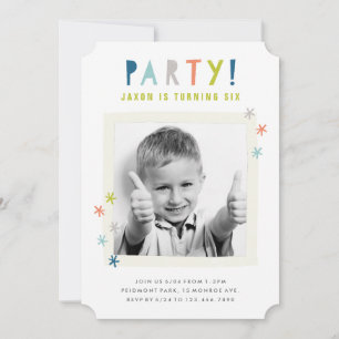 Cute Colourful Stars Boys Birthday Party Invitation