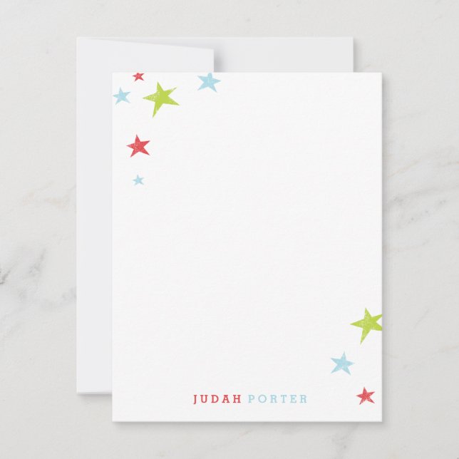 Cute Colourful Stars Kids Note Card (Front)