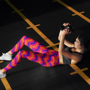 Cute Colourful Stripe Chevron Workout Pink  Leggings
