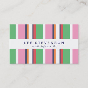 Cute, Colourful Striped Fun, Stylish and Preppy Business Card