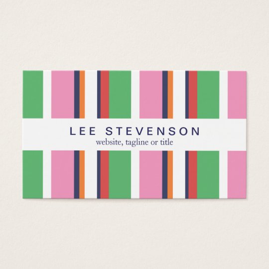 Cute, Colourful Striped Fun, Stylish and Preppy Business Card
