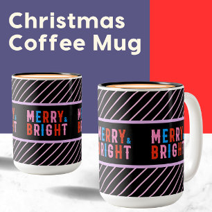 Cute Colourful Striped Pattern, Christmas Gift Two-Tone Coffee Mug
