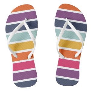 Cute Colourful Striped Pattern  Flip Flops