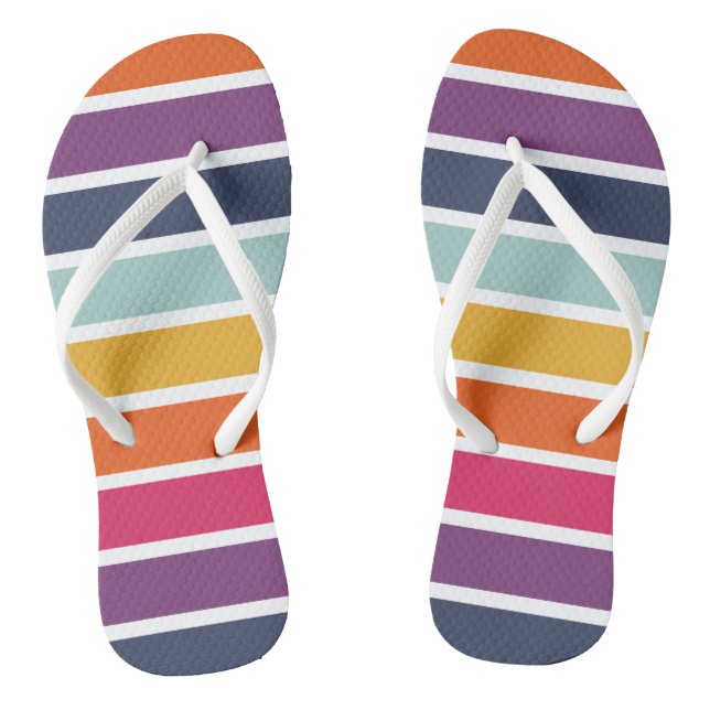 Cute Colourful Striped Pattern  Flip Flops (Footbed)