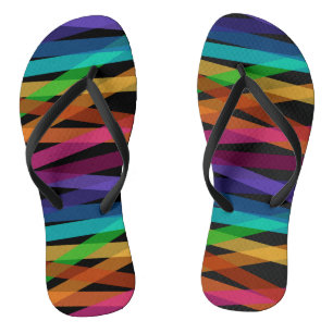 Cute Colourful Striped Pattern  Flip Flops