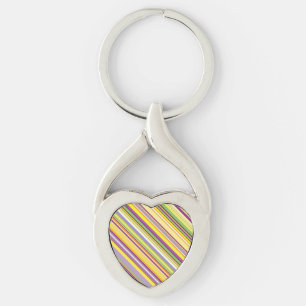 Cute colourful stripes design key ring