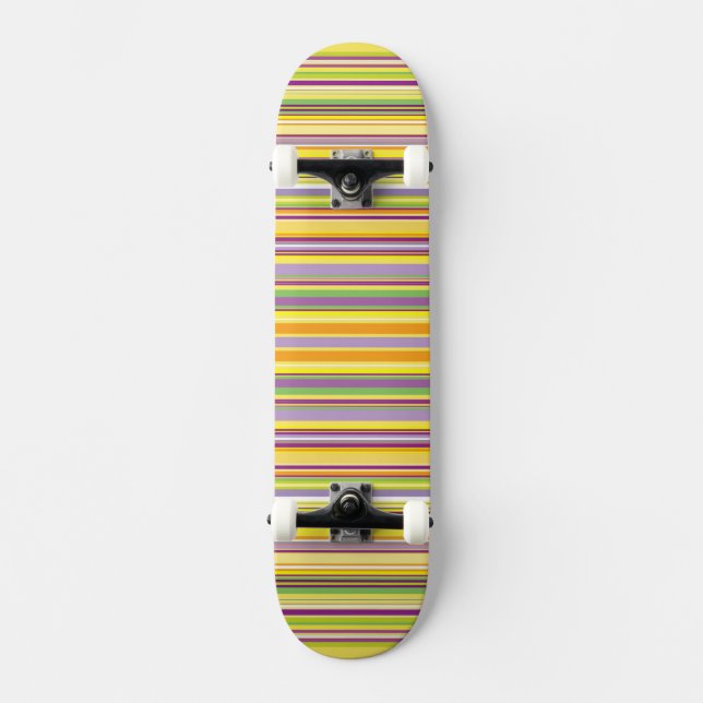 Cute colourful stripes design skateboard (Front)