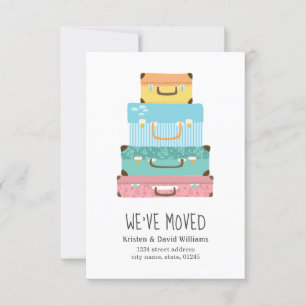 Cute Colourful Suitcase We have Moved Moving Announcement