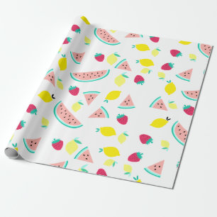 cute colourful summer fruits pattern wrapping paper
