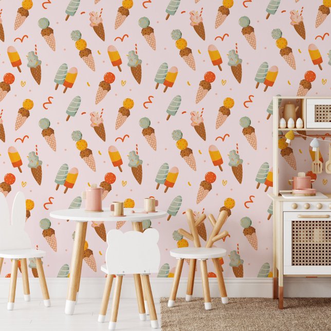 Cute Colourful Summer Ice Cream Wallpaper (In situ)