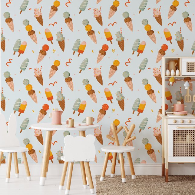 Cute Colourful Summer Ice Cream Wallpaper (In situ)