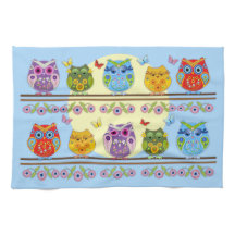 Cute colourful summer owls