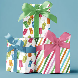 Cute Colourful Summer Popsicles Pattern Wrapping Paper Sheet