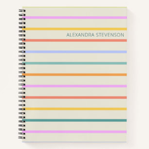Cute Colourful Summer Stripes Personalised Notebook